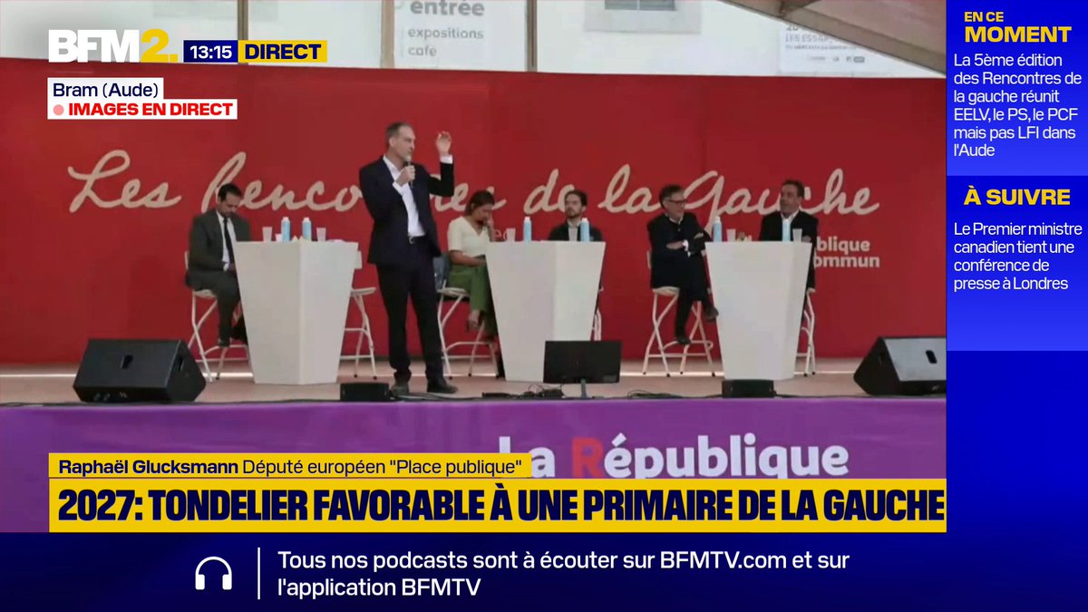 💬 "Nous n'avons pas la même vision du monde", martèle Raphaël Glucksmann, député européen Le co-président de Place publique ne veut pas faire d'alliance avec Jean-Luc Mélenchon et LFI #BFM2