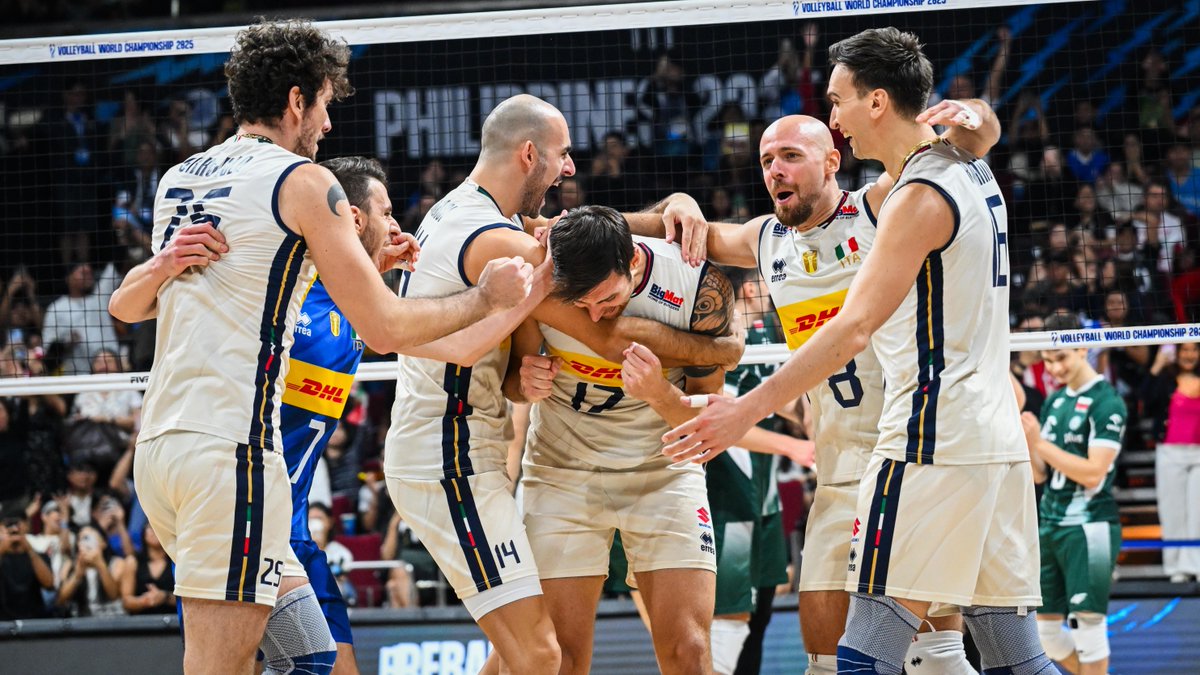 #Philippines2025: ITALY 🇮🇹 TO THE FINAL! 🔥 The Azzurri sweep Poland 🇵🇱 3–0 in the #MWCH semifinal and book their place in the championship match. 🏆✨ It’s their 6th World Championship final and they’ll be chasing a 5th title! 💥🇮🇹 📺 🇮🇹 🆚 🇧🇬 – LIVE on VBTV | Sun, Sept 28 | 10:30 AM GMT: 🛍 Grab your World Champs Merch: 🏐 #Volleyball #ElectrifyingPhilippines