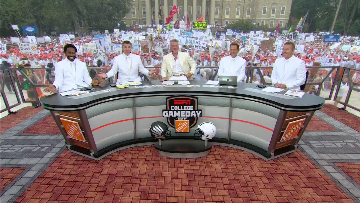 The GameDay crew had to suit up for the White Out at Penn State 😮💨