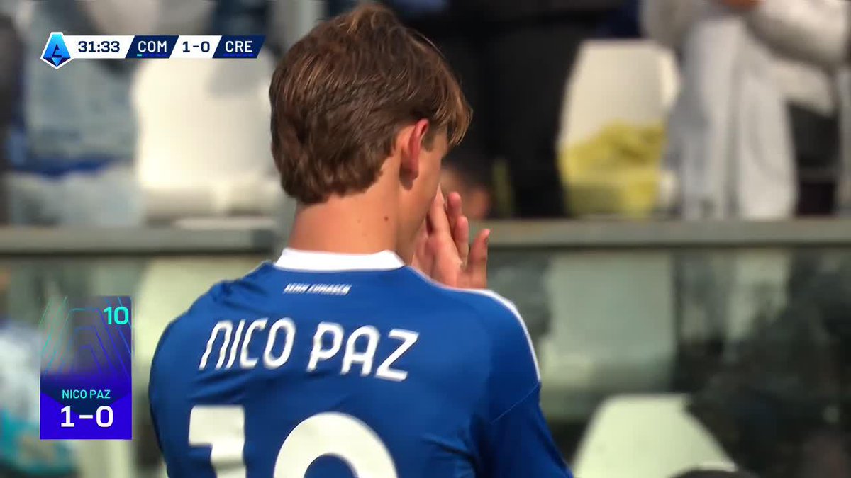 🌟🇦🇷 OTRO GOL DE NICO PAZ EN COMO. Es el jugador con MÁS GOLES PRODUCIDOS [6 G+A en 5 partidos] en toda la Serie A. 21 años. 💎