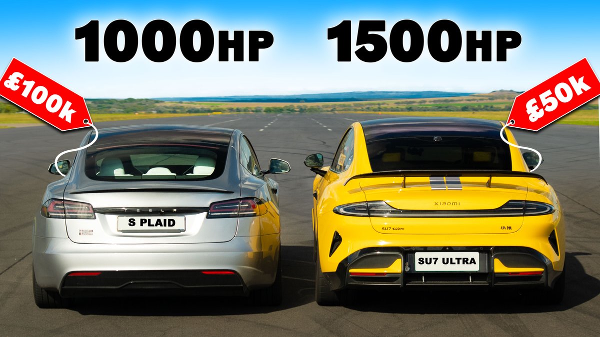 Can the 1500hp Xiaomi SU7 Ultra take down the 1,020hp Tesla Model S Plaid? 👀😮