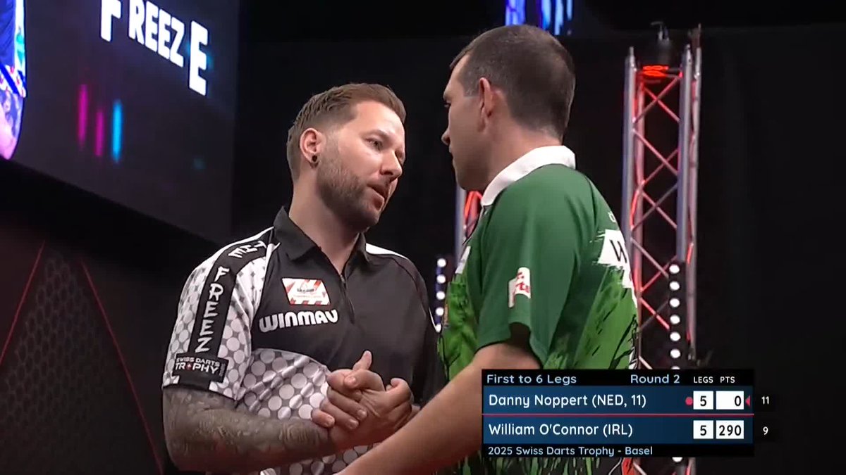 NOPPERT WINS A CRACKER! 👏 Danny Noppert continues his fine form in Basel, averaging 104 to edge out William O'Connor and end the Irishman's hopes of World Grand Prix qualification! 📺 #ET13 | R2