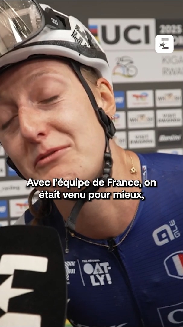 La magnifique réaction de Cédrine Kerbaol, coéquipière de Magdeleine Vallieres chez EF Education-Oatly, en larmes après le titre de la Canadienne 🥹