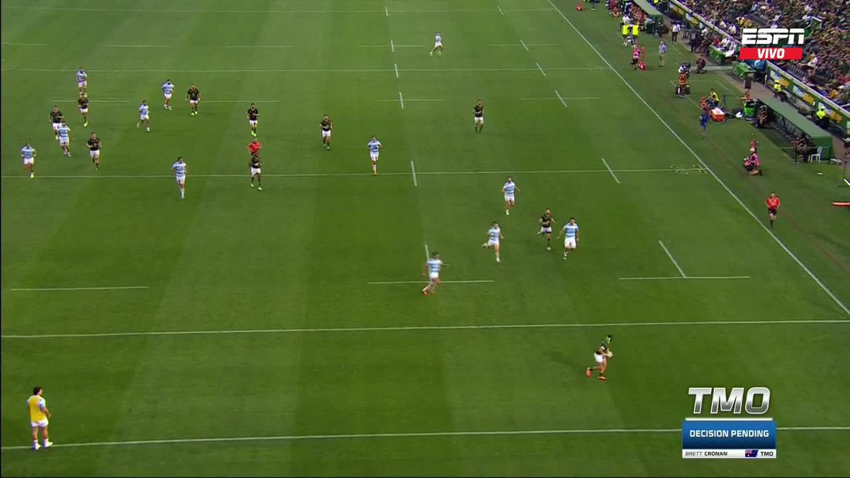 "Verde" Por el try que le acaba de regalar este jugador de Sudáfrica a Los Pumas.