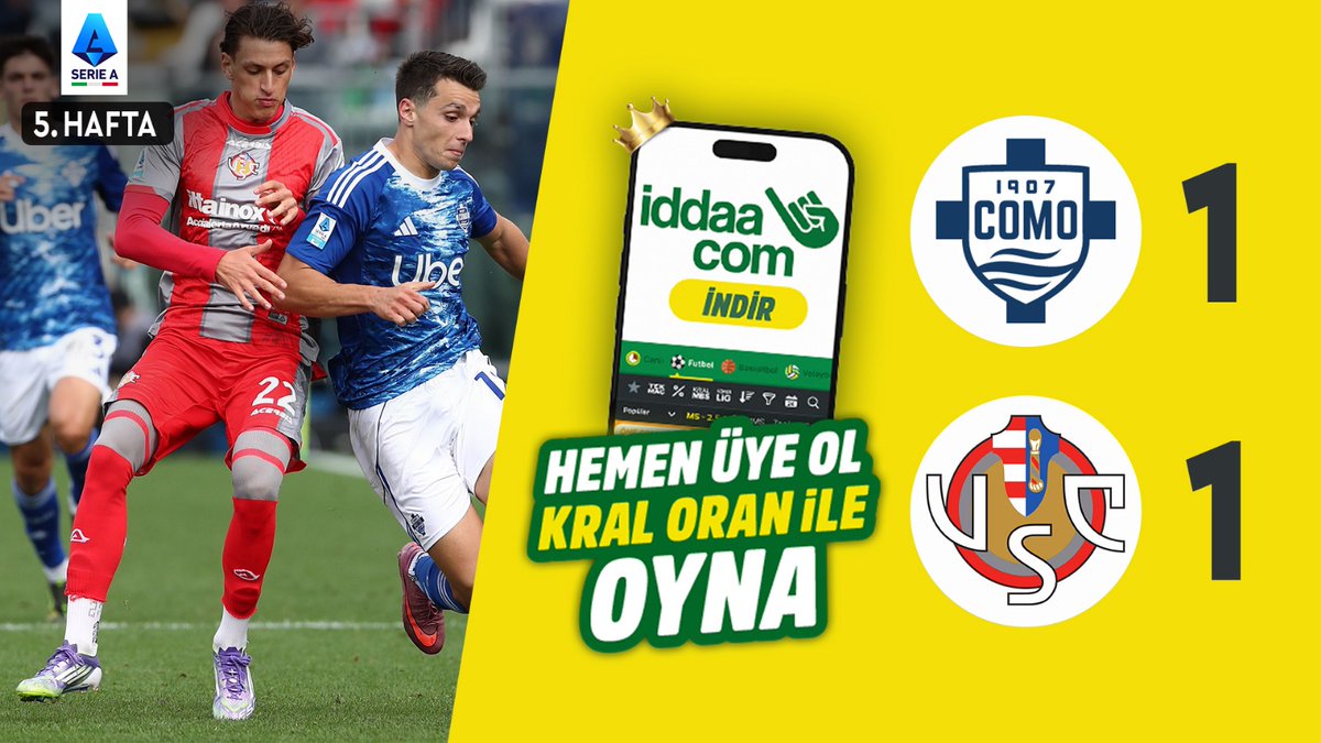 Serie A'nın 5. haftasında Como ile Cremonese, 1-1 berabere kaldı. 🟡 iddaa 🟡