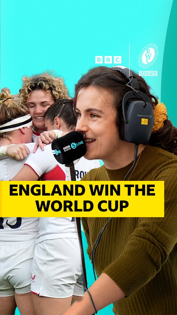 "RED ROSES ON HOME SOIL!" 🔝🌹 🏆🥹 Claire Thomas with the words as England win the #RWC2025Final #BBCRugby