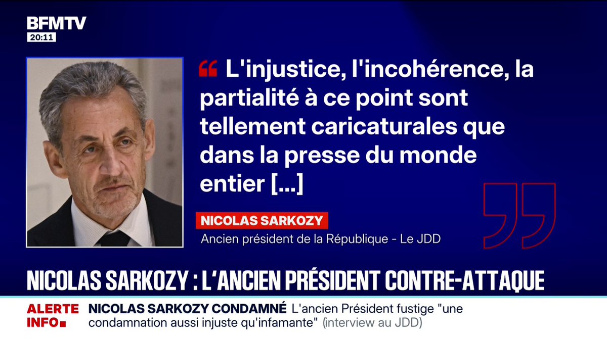 Dans une interview accordée au JDD, l'ancien président de la République, Nicolas Sarkozy déclare "être innocent" et souhaite "la reconnaissance de son honnêteté"