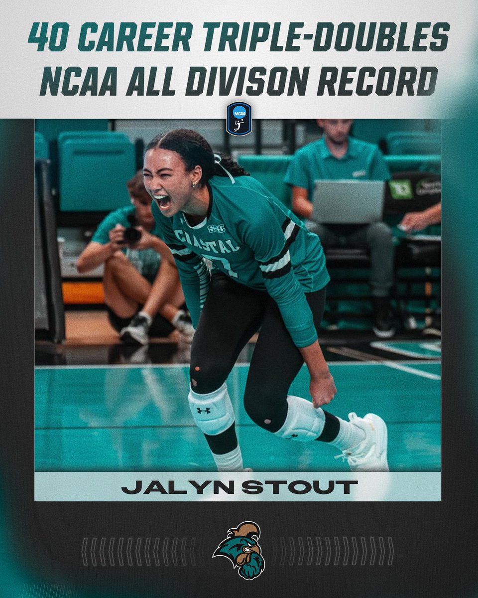 Jalyn Stout is making history 🤩 Michella Chester breaks down Jalyn Stout of Coastal Volleyball's NCAA All Division record of 40 triple-doubles! #NCAAWVB