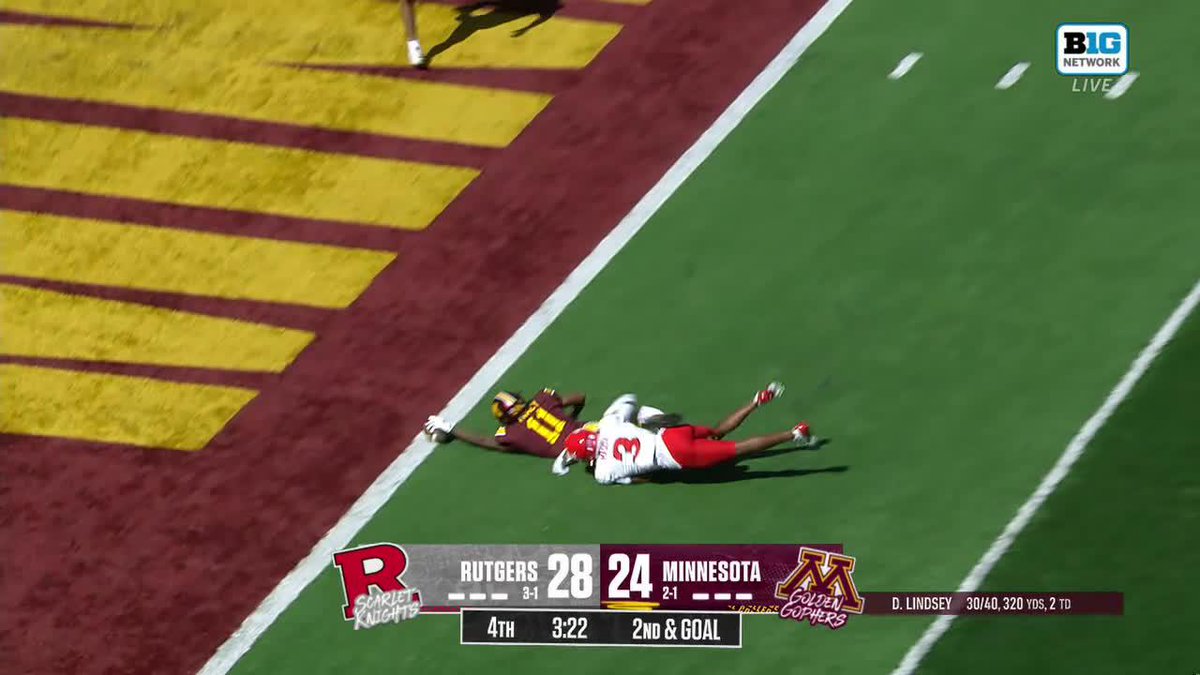 Javon Tracy gets his arm across for the Minnesota Football lead ‼️ 📺: Big Ten Network