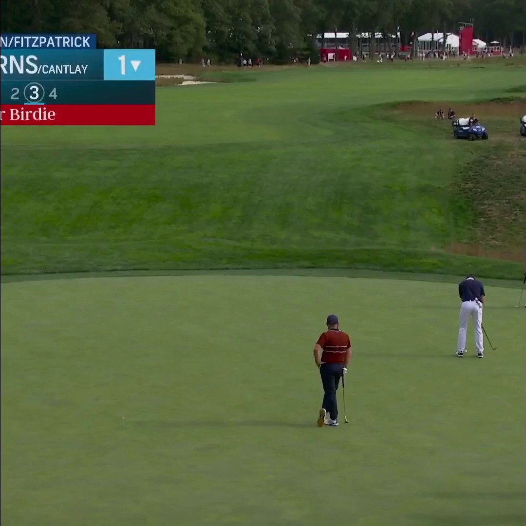 Sam Burns drains a long birdie putt, but Matt Fitzpatrick answers with one of his own. ⚔️