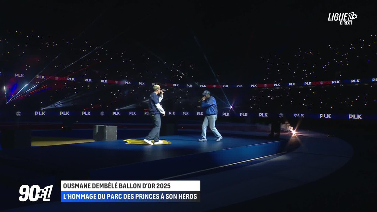 🚨 PLK performe actuellement en direct du PARC DES PRINCES pour célébrer le BALLON D’OR obtenu par OUSMANE DEMBÉLÉ !! L’AMBIANCE 🤩🔵🔴