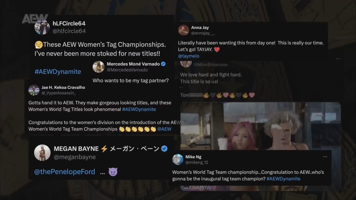 This past Wednesday on #AEWDynamite, #AEW President and CEO Tony Khan unveiled the brand-new AEW Women’s World Tag Team Titles! Watch #AEWCollision LIVE on TNT & HBO Max