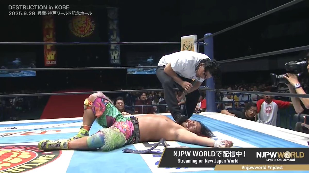 ⚡️DESTRUCTION in KOBE⚡️ GHCジュニアヘビー級選手権試合終了後、次期挑戦者 Eita が乱入‼️ #njpwworld で配信中📡 視聴&登録⏩「NJPW WORLD」で検索 #NJPW #njdest