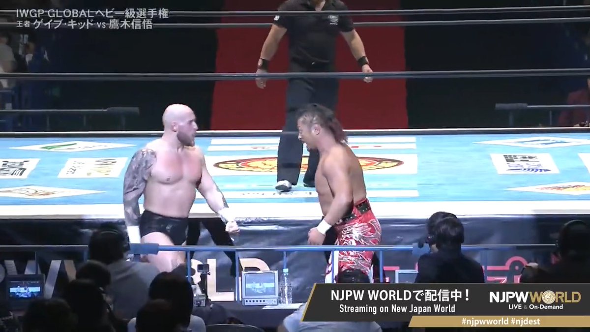 ⚡️DESTRUCTION in KOBE⚡️ IWGP GLOBALヘビー級選手権試合‼️ NO DQなのか⁉️両者場外で凄まじい大乱闘🔥 🆚 GABE KIDD × 鷹木 信悟(SHINGO TAKAGI) #njpwworld で配信中📡 視聴&登録⏩「NJPW WORLD」で検索 #NJPW #njdest