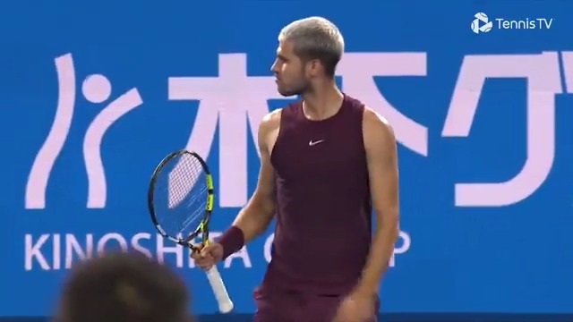 No words 😮‍💨 Carlos Alcaraz plays flawless tennis, defeating Nakashima 6-2 6-4 to reach a 9th consecutive semi-final. 木下グループジャパンオープンテニス | #kinoshitajotennis