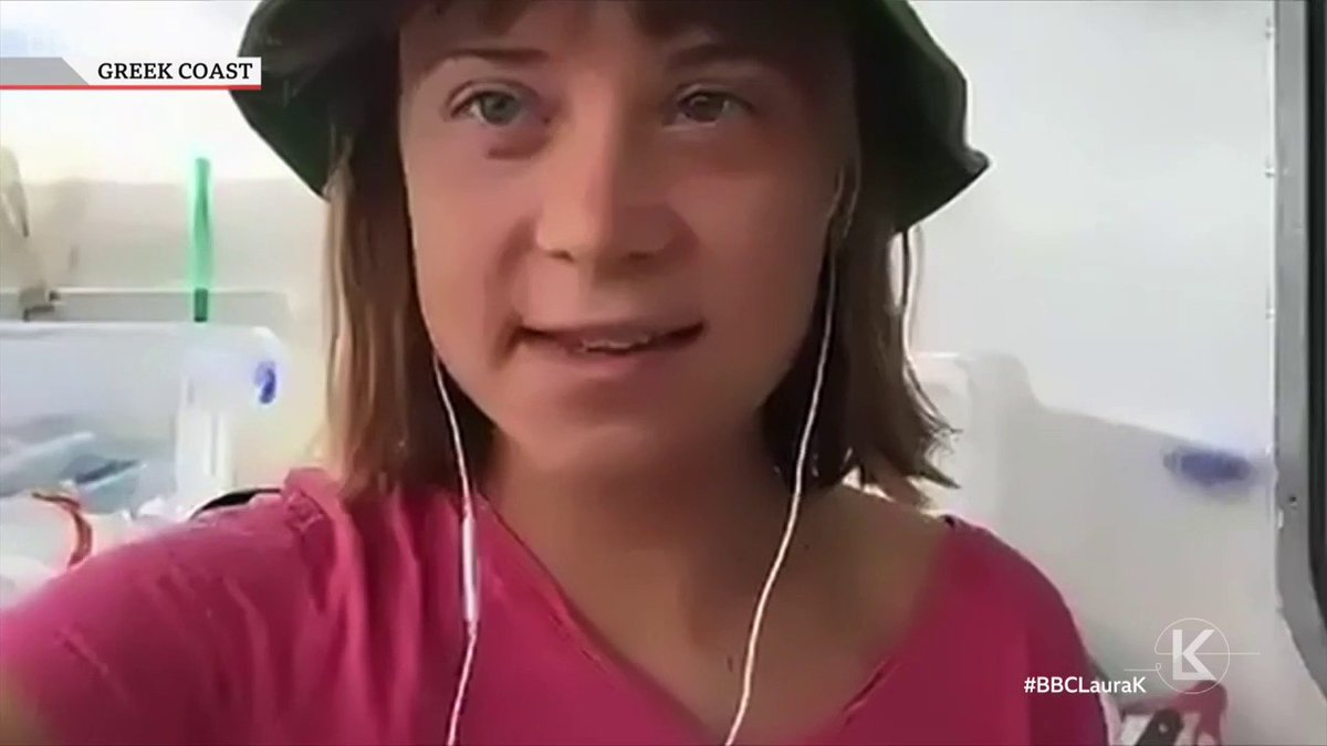 “The people of the world stand with Palestine” Greta Thunberg speaks to #BBCLauraK from her ship heading to Gaza which is aiming to deliver aid and "send a strong message to the people in Gaza that the world sees you"