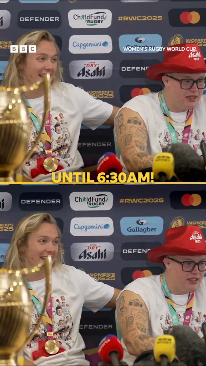 It's fair to say England's #RWC2025 victory was celebrated well! 🥳🎉😅
