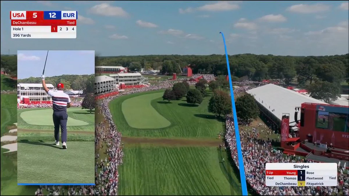 Bryson DeChambeau almost drives the green on the first! 😲