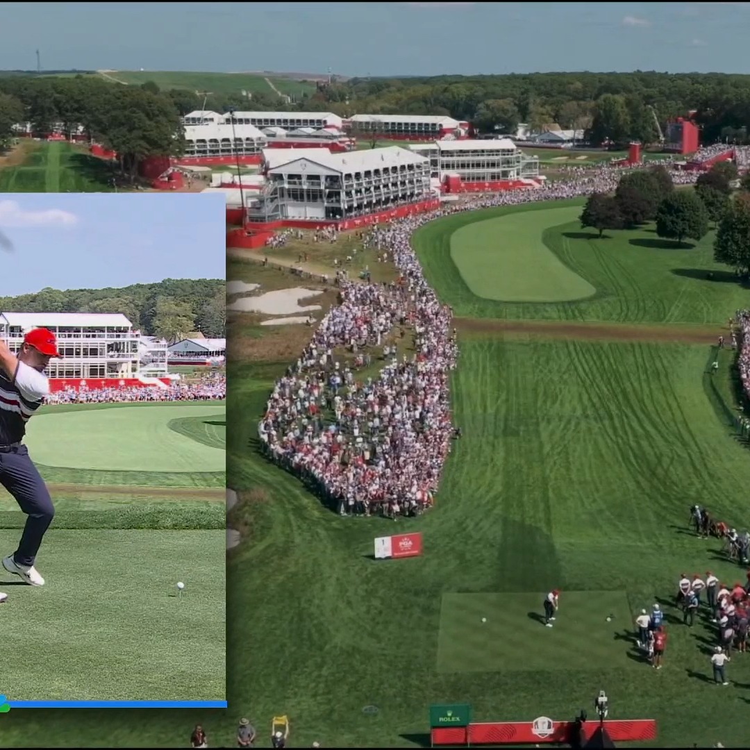 Bryson DeChambeau nearly drives the 1st green AGAIN at the Ryder Cup! 🤯🇺🇸