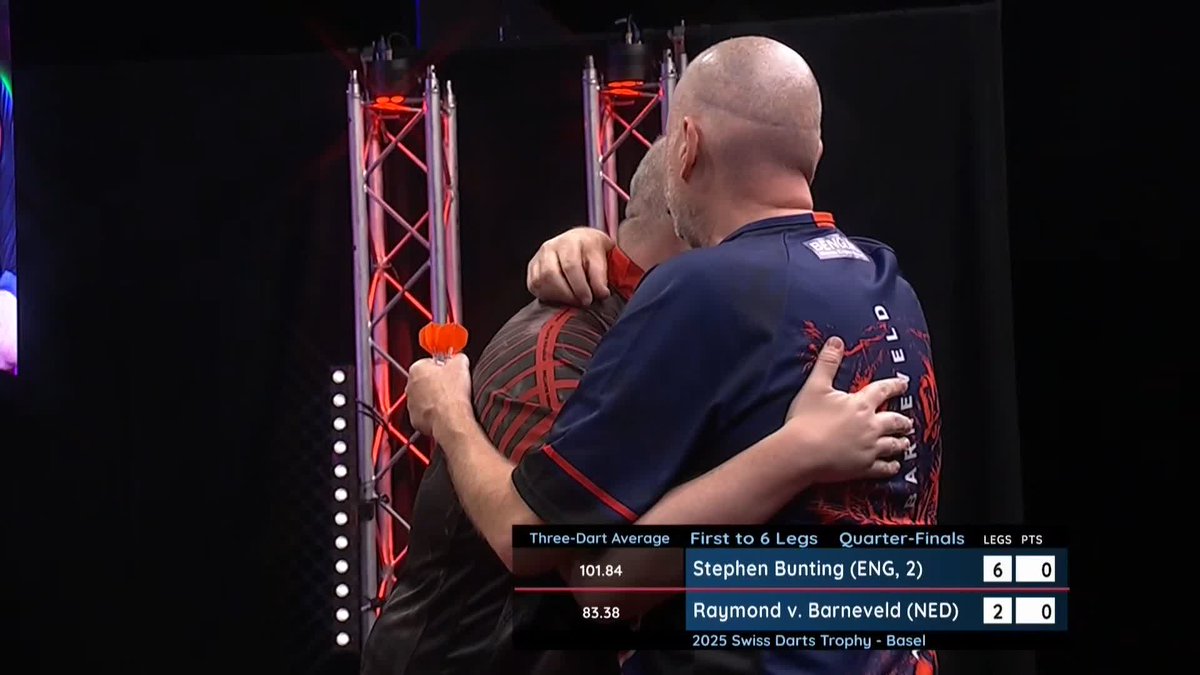BUNTING INTO THE SEMIS! Stephen Bunting is through to the semi-finals here in Basel, as he beats Raymond van Barneveld 6-2! 📺 #ET13 | R3