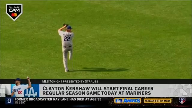 "All my respects to this master of his craft. A true legend of our game." Yonder Alonso and Albert Pujols applaud Clayton Kershaw as he takes the mound for his final regular season start of his illustrious career.