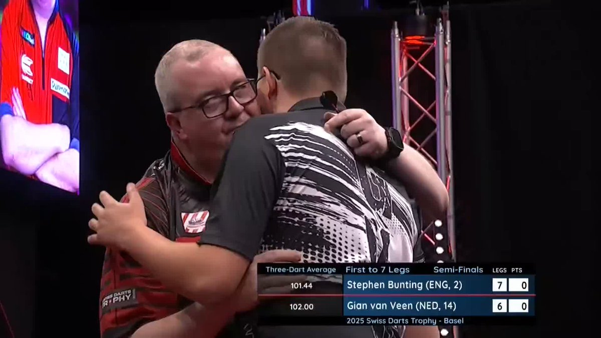 BUNTING WINS A THRILLER! Stephen Bunting wins a thriller in Basel, as The Bullet beats Gian van Veen 7-6 and sets up a tie with Luke Woodhouse in the final! 📺 #ET13