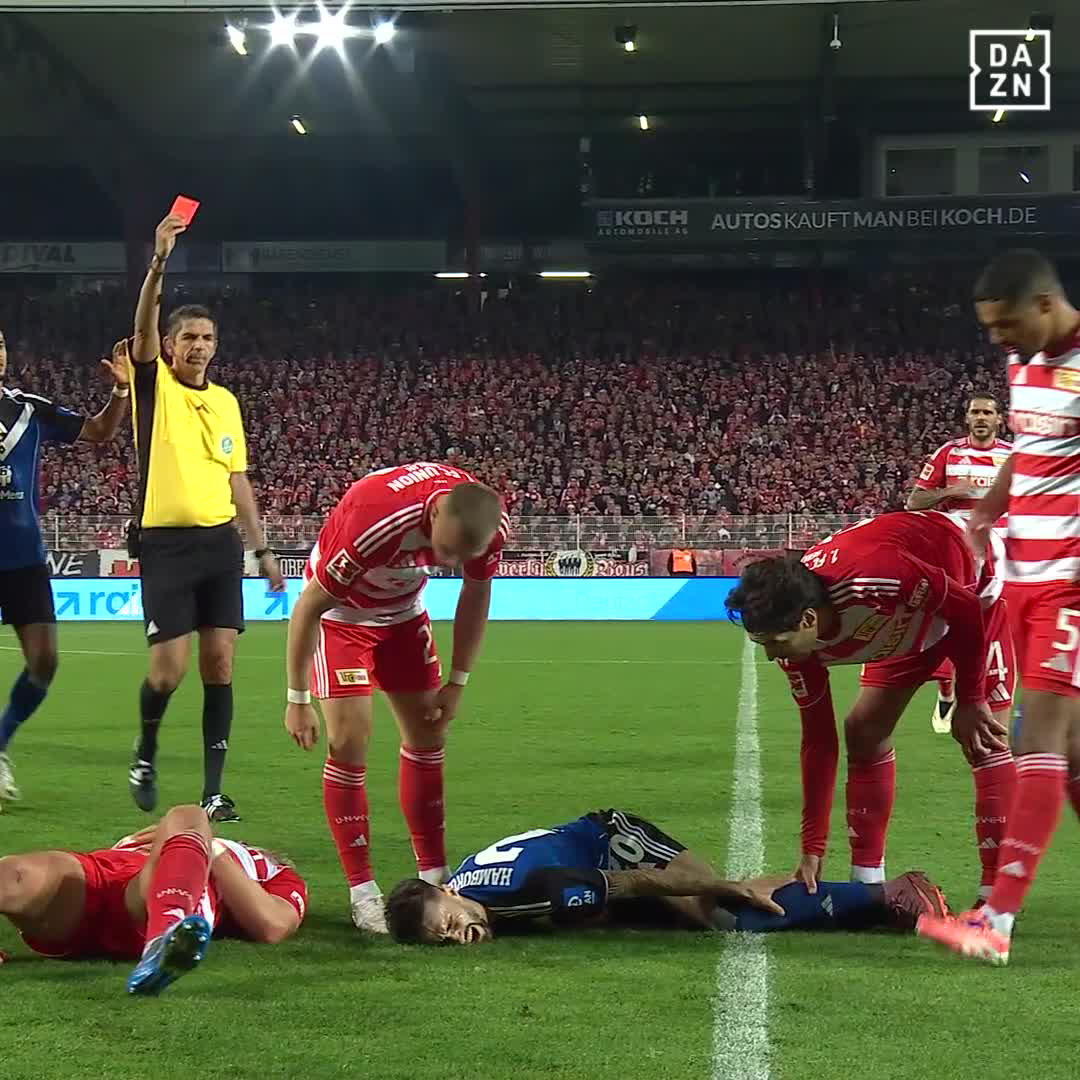 Vieira sieht in der Nachspielzeit Rot 🥶 Ist das die richtige Entscheidung? #DAZNmoment #FCUHSV #Bundesliga