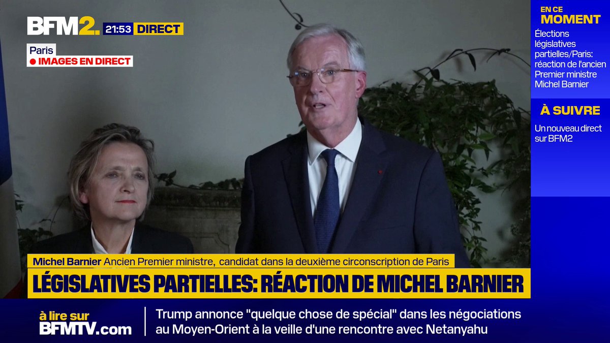 💬 "Le temps est compté" Législative partielle à Paris: Michel Barnier, candidat dans la 2e circonscription et ancien Premier ministre, annonce sa victoire avec "plus de 62%" des voix #BFM2