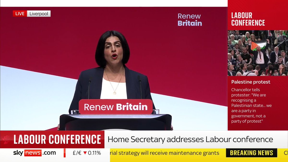Home Secretary Shabana Mahmood says 'patriotism, a force for good, is turning into something smaller, something more like ethnonationalism' in a speech at the Labour party conference. Follow live 🔗 📺 Sky 501 and YouTube