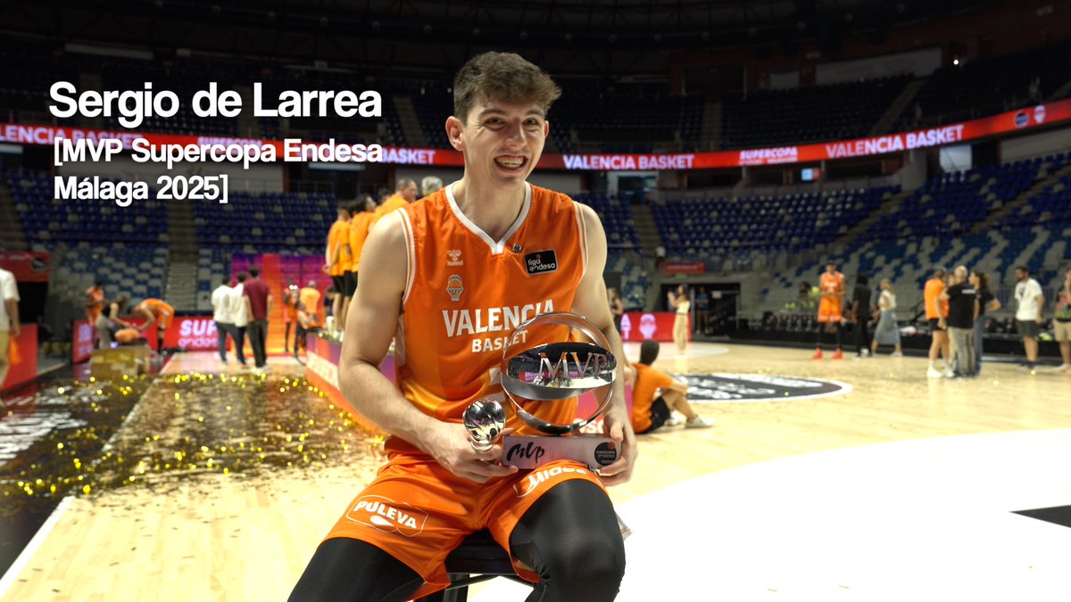 🗣️ "Sigo sin creérmelo un poco, pero estoy ilusionado". Con tan solo 19 años ya ha dejado su marca: es el MVP más joven de la historia de la #SupercopaEndesa Las palabras del 𝙈𝙑𝙋 Las palabras de 𝙎𝙀𝙍𝙂𝙄𝙊 𝘿𝙀 𝙇𝘼𝙍𝙍𝙀𝘼 Sergio De Larrea Asenjo | Valencia Basket Club