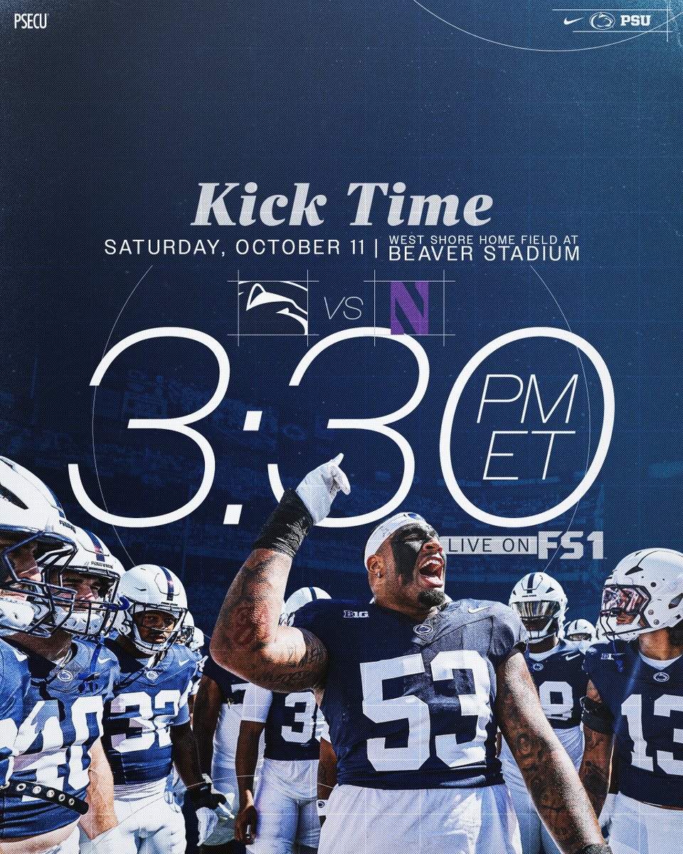 See you back at Beaver Stadium next Saturday! vs. Northwestern ➡️ 3:30 p.m. 📺 FS1 #WeAre