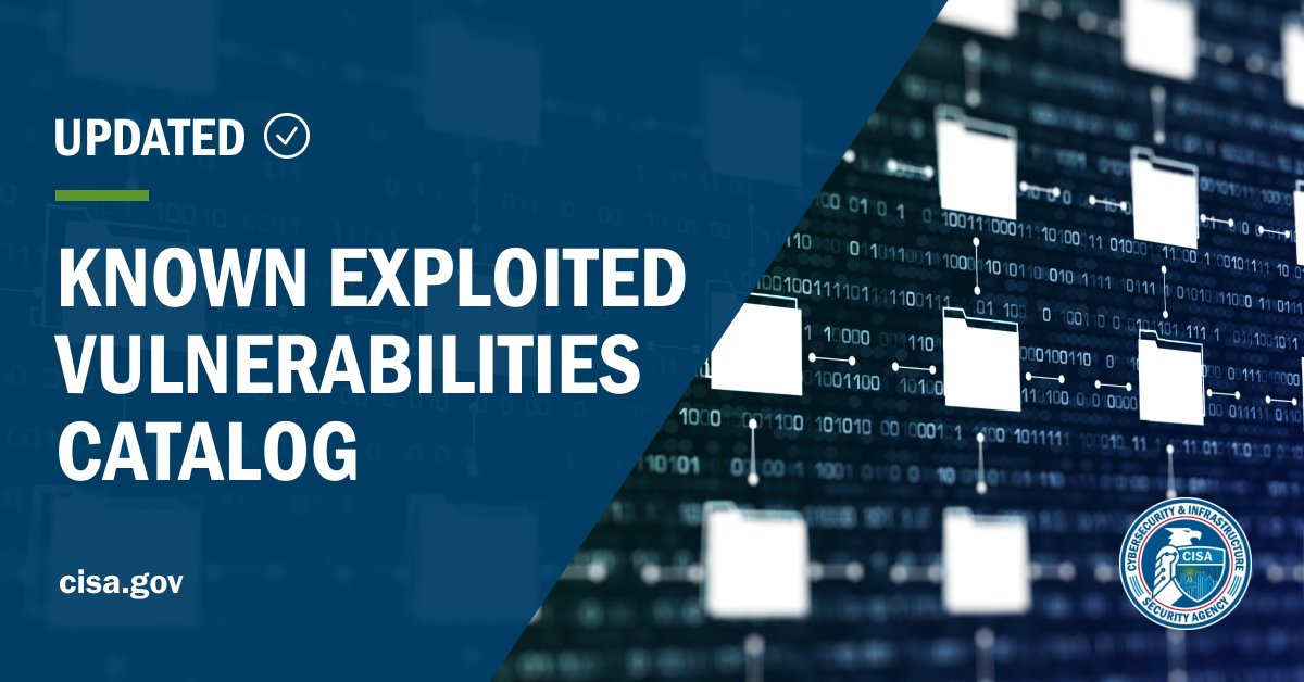 🛡️ We added 5️⃣ CVEs to our Known Exploited Vulnerabilities Catalog. Visit &amp; apply mitigations to protect your org from cyberattacks. #Cybersecurity #InfoSec