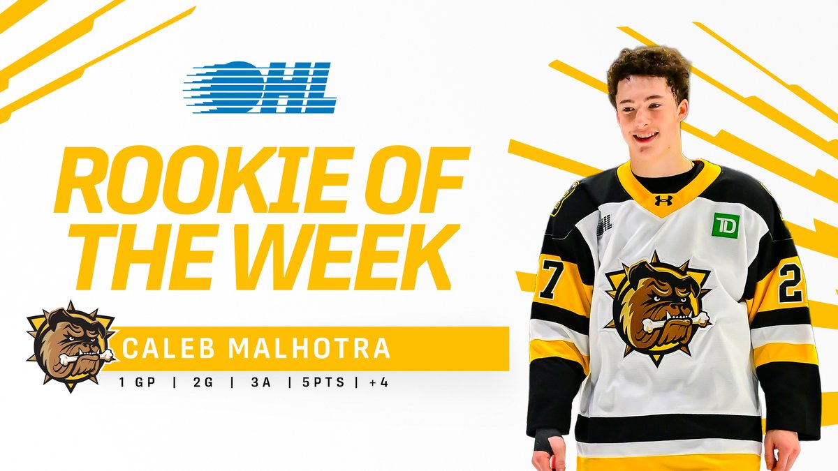 Caleb Malhotra is turning heads in Brantford! Leading the Brantford Bulldogs in points and scoring Saturday’s game-winner, he earns #OHLROTW honours! DETAILS 🗞️: