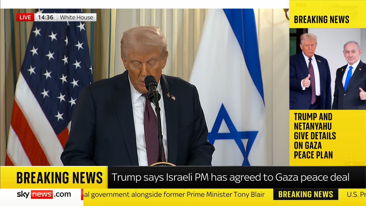 BREAKING: Donald Trump announces his plan for an international oversight body in Gaza called the "board of peace", which would be headed up by the US president. Latest ➡️ 📺 Sky 501, Virgin 602, Freeview 233 and YouTube