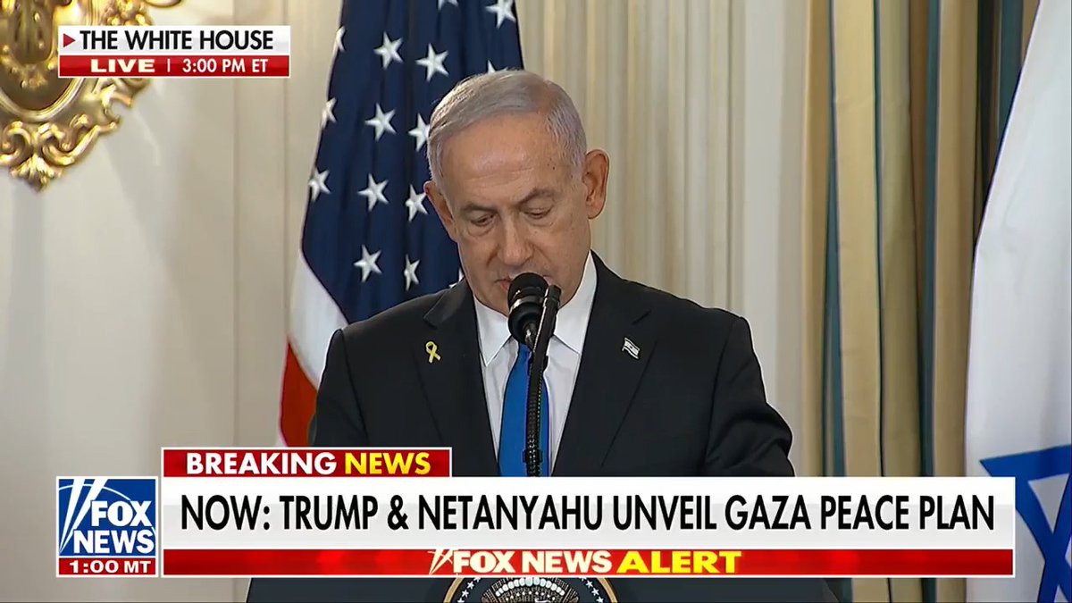 "If Hamas rejects your plan ... then Israel will finish the job by itself. This can be done the easy way or it can be done the hard way. But it will be done. We prefer the easy way, but it has to be done." Israeli Prime Minister Netanyahu issues warning to Hamas if they reject President Trump's Gaza peace plan.