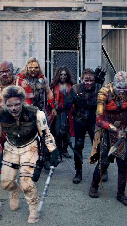 D̶o̶n̶'̶t̶ ̶w̶o̶r̶r̶y̶ they w̶o̶n̶'̶t̶ bite Not even cosplayers are safe from #MarvelZombies. Stream the four-part event now on Disney+.