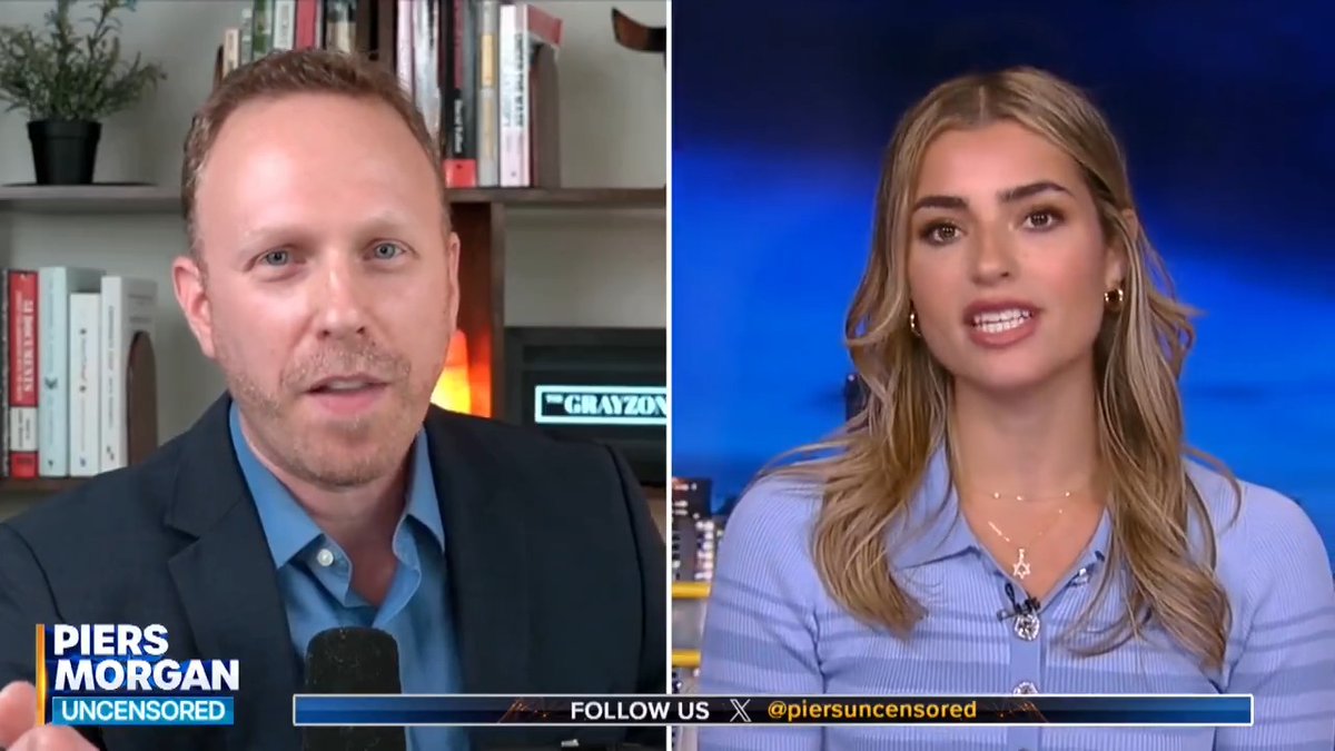'We're witnessing influencers trying to put lipstick on a holocaust!' Max Blumenthal challenges Debra Lea for meeting with Netanyahu last week. Watch the full debate 👇 📺 Piers Morgan | Debra Lea | Max Blumenthal | Katie Miller