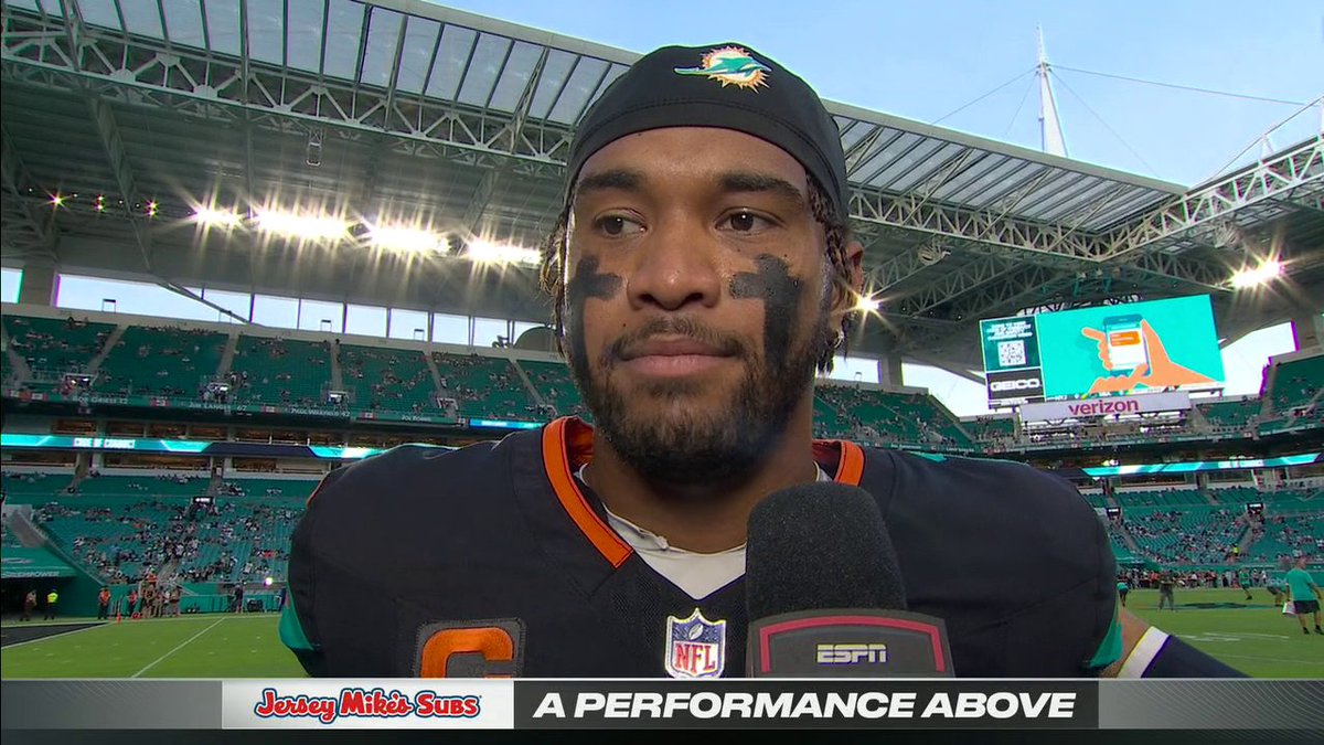 "We wanna be able to start fast. We wanna stay calm throughout all the noise." Tua Tagovailoa talks to Peter Schrager ahead of Monday Night Football 🔥 Watch Jets-Dolphins now on ESPN and ESPN App ➡️