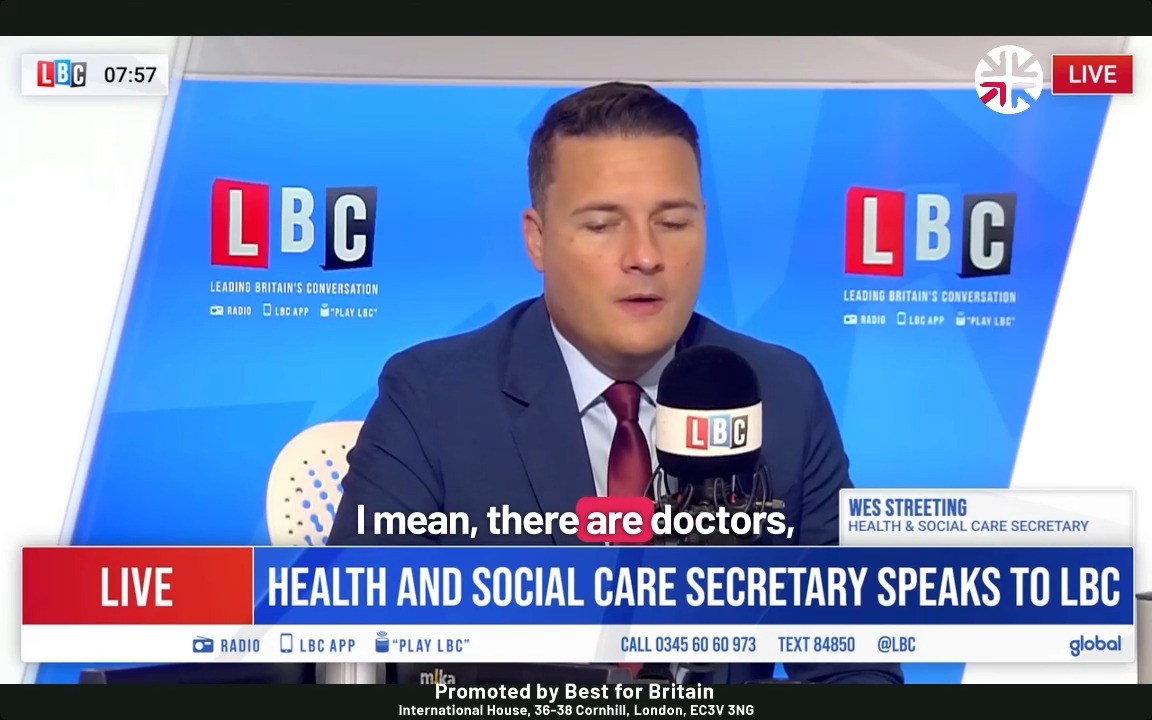 This the kind of message politicians need to send: Asked about Reform UK's plan to scrap indefinite leave to remain, Wes Streeting said: "Nigel Farage says go home - I say you're home."