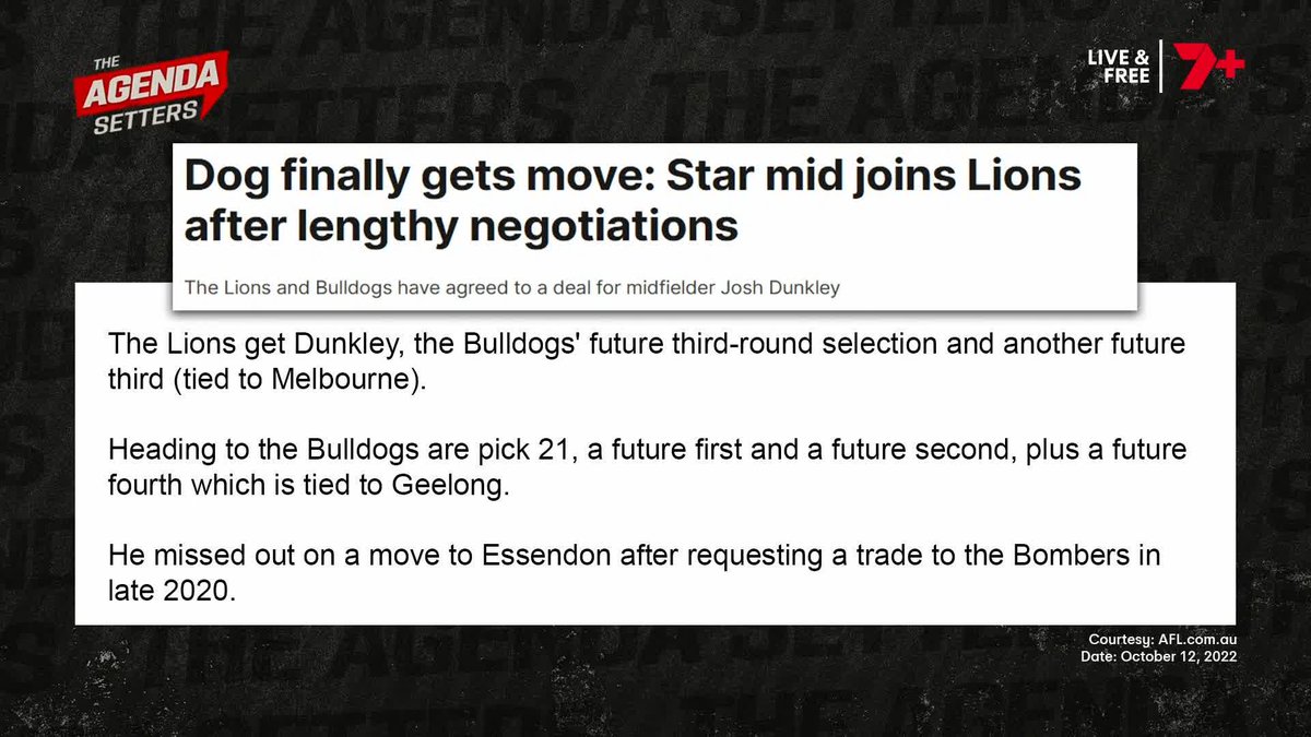 "(Two years later) Essendon asked the question (again), they said 'Oh we'd be interested in Dunkley' and I said 'You've had your chance'." ๐ฃ๏ธ Josh Dunkley's manager Liam Pickering lifts the lid on the failed Essendon trade