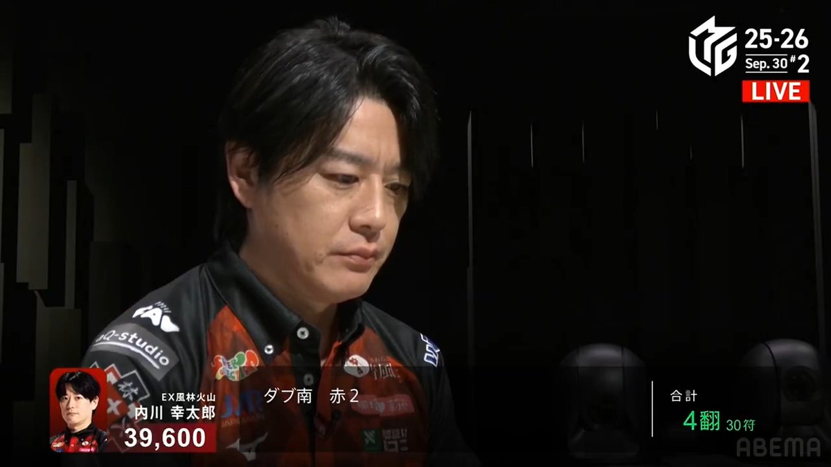 #Mリーグ 2025-26試合ダイジェスト📹 南4局、#内川幸太郎 選手の逆転トップの満貫ツモ！ トップを取るには満貫ツモ条件の内川選手 赤1枚の手牌ながらも、ダブ🀁を仕掛ける決断！ 🀈🀋待ちの聴牌にたどり着き、なんと赤🀋ツモ！ まさに真紅の烈風で逆転トップ達成🔥 👇今すぐ無料視聴