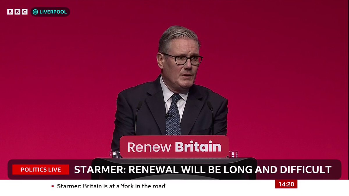 PM Keir Starmer says Reform UK leader Nigel Farage "doesn't like Britain" during his speech at the Labour Party conference, adding "he wants you to doubt it just as much as he does" Follow live: