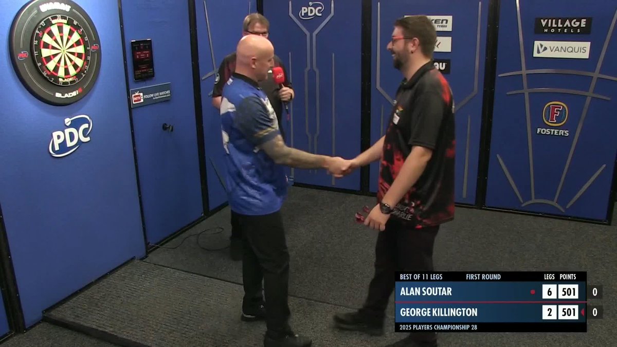 SOOTS ADVANCES! In a game of missed doubles, it's Alan Soutar who moves on to Round Two - defeating George Killington 6-2! 📺 #PC28