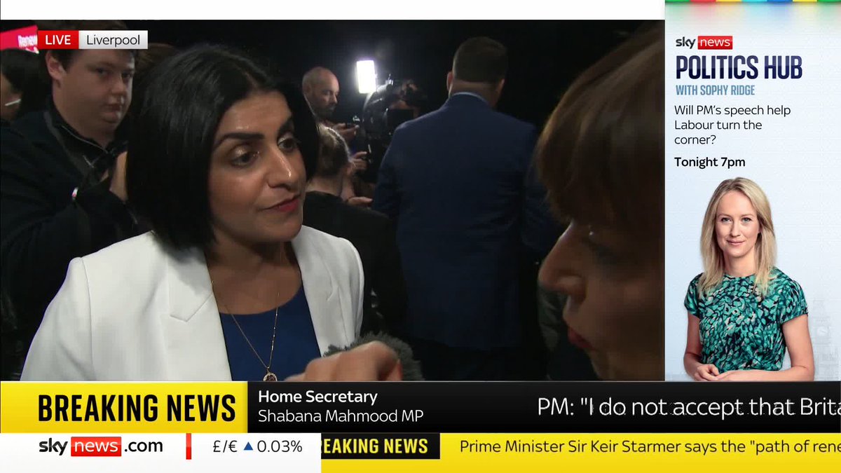 'Is Nigel Farage a racist?' - Sky's Beth Rigby asks Home Secretary Shabana Mahmood 🗣️ 'That's for him to answer. He's enabling and supporting the growth of racism in this country.' Reaction to Sir Keir Starmer's conference speech 🔗 📺 Sky 501