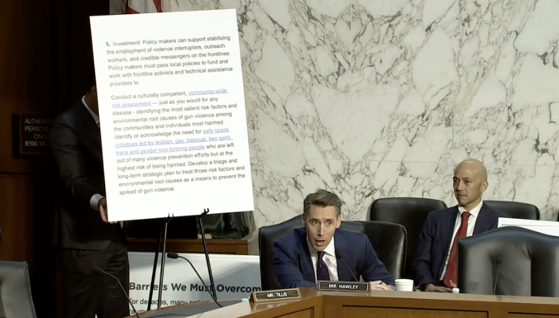 Hawley to a soft-on-crime ex-Biden staffer just now —> "You don't have ANY solutions. You want to invest in gobbleygook and TAKE AWAY money from police officers who actually keep our communities SAFE! When you're called on the record, you DENY it."