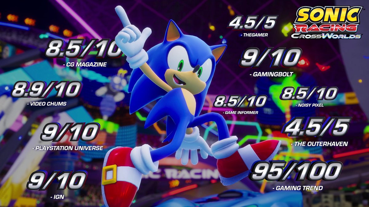 The race results are in! Sonic Racing: CrossWorlds is a winner! We're in it for the long haul - pick up the Digital Deluxe edition to secure all the iconic guest characters, vehicles, courses, & more from some of your favorite franchises. Sonic Racing: CrossWorlds is out now!