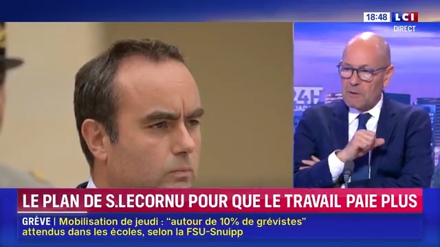 ▶️️️#Économie - Salaire : S. Lecornu veut rapprocher le brut du net “On devrait augmenter la TVA.” PERRI #24hPujadas #LCI #La15 ⤵️