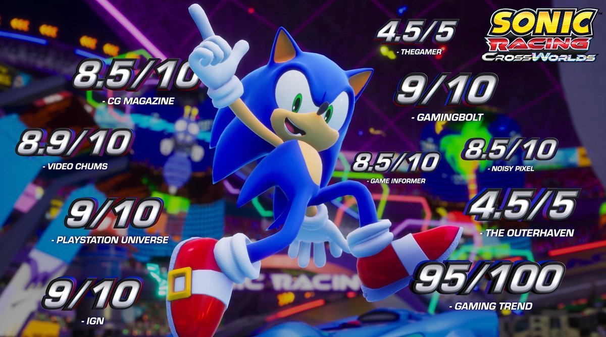 The race results are in! Sonic Racing: CrossWorlds is a winner! Pick up the Digital Deluxe edition to secure all the iconic guest characters, vehicles, courses, & more from some of your favorite franchises. Sonic Racing: CrossWorlds is out now!