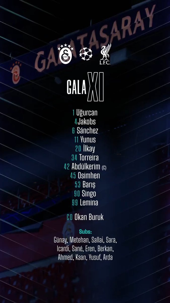 Starting XI v Liverpool. #GSLIV #UCL