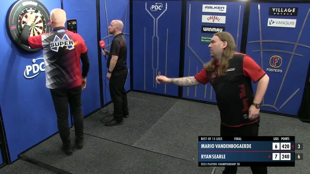 SEARLE WINS PC28! 🏆 Ryan Searle is victorious in Leicester! Heavy Metal wins the first of three Players Championship events this week, as he beats Mario Vandenbogaerde 8-6 to claim his second title of the year! 📺 #PC28